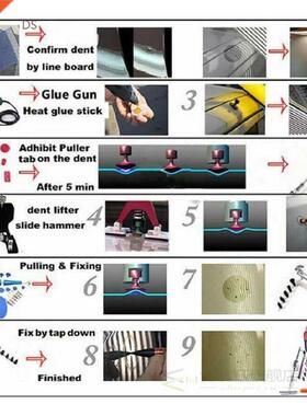 3Pcs Rods Tools Paintless Dent Repair Kits Dents Hail Damage