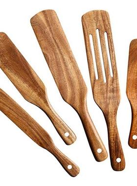 Wooden Spurtles Set (5Pcs) - Teak Wood Kitchen Tools Set - H