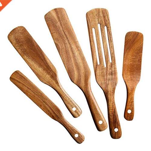 Wooden Spurtles Set (5Pcs) - Teak Wood Kitchen Tools Set - H