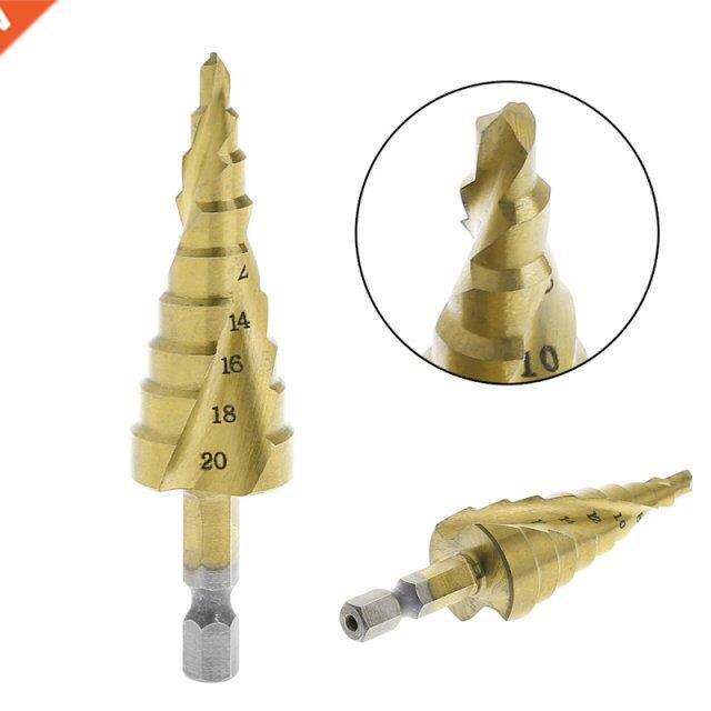 HSS Step Drill Bits 4mm-20mm Spiral groove Power Tools 1/4&#