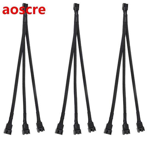 3Pcs PWM Fan Splitter Cale 3Way 4Pin Sleeved Extension Powe