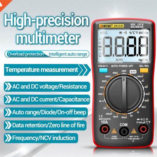 4000 Counts True RMS LCD Digital Multimeter Portable AC DC T