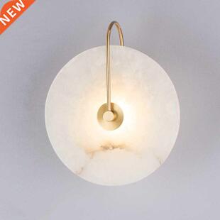 Round Natural Marble LED Wall Lamp Personality Home Wall Dec