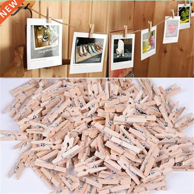 10/20/50Pcs Natural Mini Spring Wood Clips Clothes Photo Pa