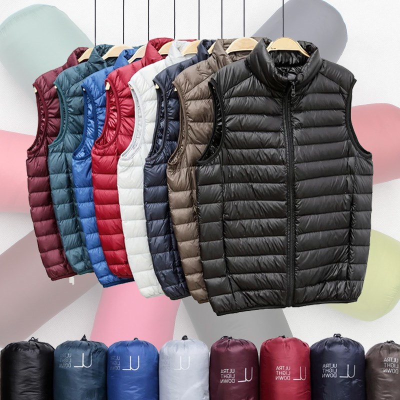 Winter Men Duck Down Vest 2021 Coat Ultralight Sleeveless Pu