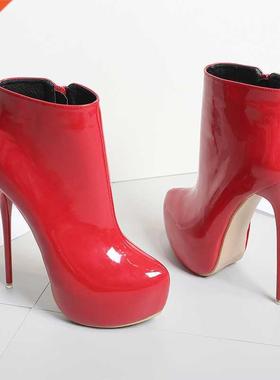 Exme Platform Ankle Boots Women 16cm Super High Heels Club P