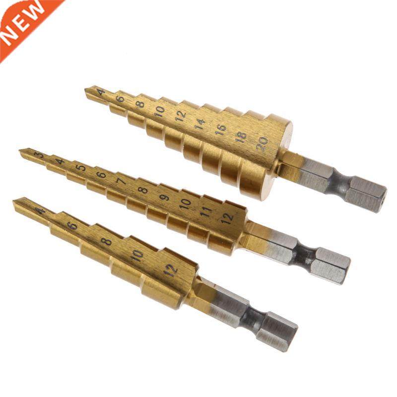 3pcs Hss Steel Titanium Step Drill Bits 4-12mm 4-20mm 3-12mm