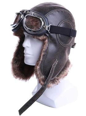 Winter omer Hats Plush Earflap Russian Ushanka with Goggle