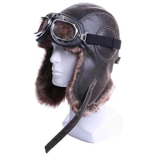 Winter omer Hats Plush Earflap Russian Ushanka with Goggle