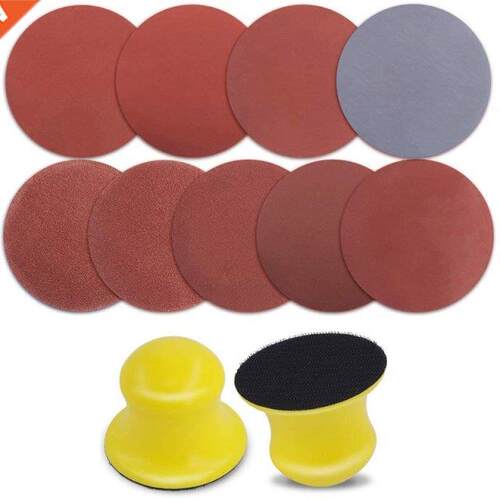 92Pcs 3 nch Hand Sandng Block Round Sandng Pad Hook Back