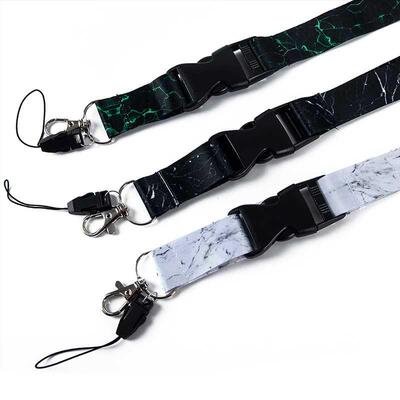 1PC Marbling Lanyard USB ID Badge Holder Lanyard For Keys Wh