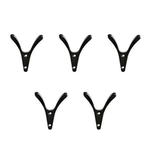 5PCS Double Prong Coat Hooks Heavy Duty Robe Hook Door Hook