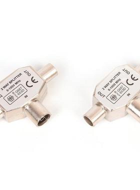 2 Way TV T Spltter Aeral Coaxal Cable Male To 2 Female Co