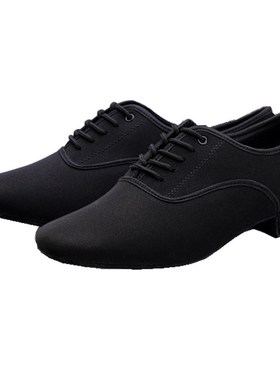 Men's Latin Ballroom Dance Shoes Professional Black Canv