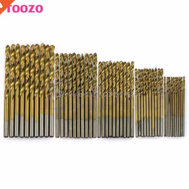 50Pcs Titanium Coated HSS High Speed Steel Drill Bit Set Too