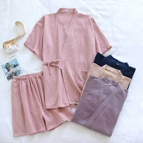 Summer New Style Japanese Kimono Pajamas Suit Couple Thin Co