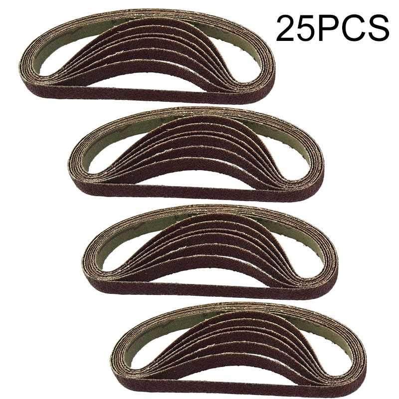 25Pcs 330x10mm Sanding Belts 60/80/100/120 Grit Sandpaper Ai