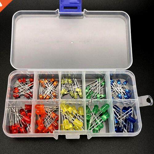 100pcs/lot 3MM + 5MM F3 F5 LED Mixed Box Round Orang/Red/Yel