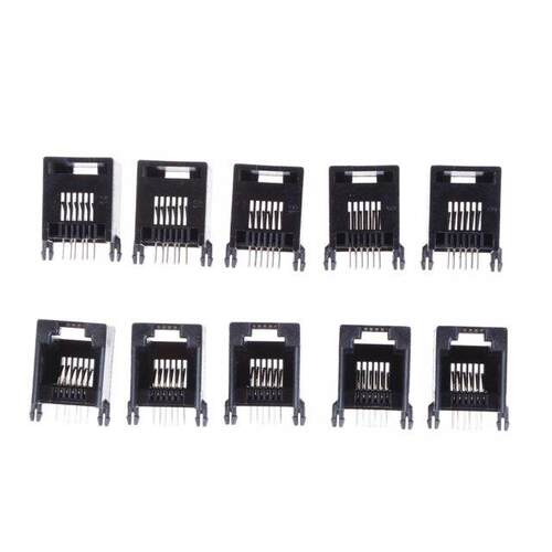 10PCS/Lot RJ12 RJ11 Socket Telephone 6Pin Crystal Female 6p6