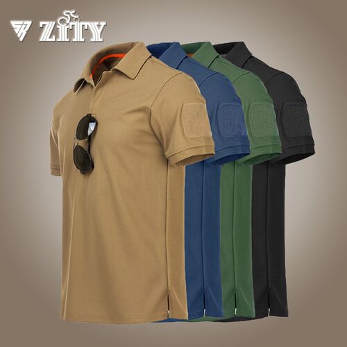 Military Tactical T Shirt Outdoor Sport Quick Dry Lapel Shor