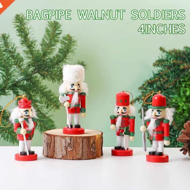 4pcs/lot colorful 10cm wood nutcracker soldier ornament for