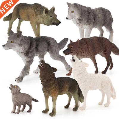 449C 7Pcs Wolf Toy Figurines Set Wolf Animals Figures