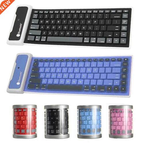 New Wireless Bluetooth Keyboard Foldable Roll Up Silent 87ke