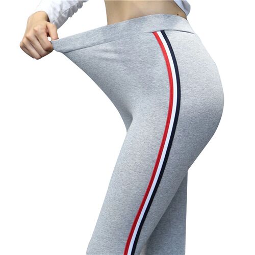2021 Quality Cotton Leggings Side Stripes Women Casual High-