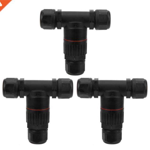 3Pcs IP68 Waterproof Connector Electrical Cable 3 Way T Shap