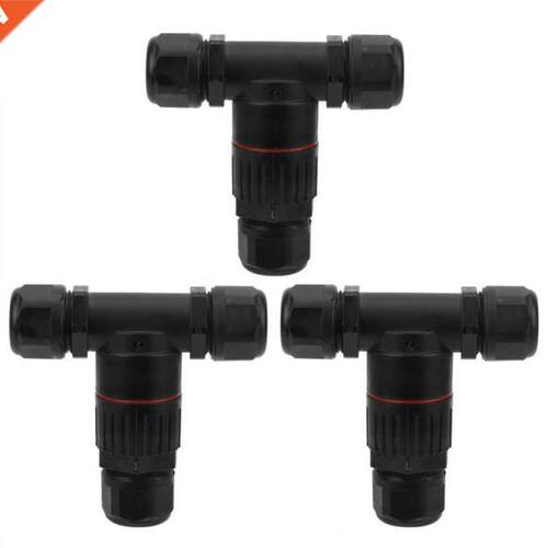 3Pcs IP68 Waterproof Connector Electrical Cable 3 Way T Shap