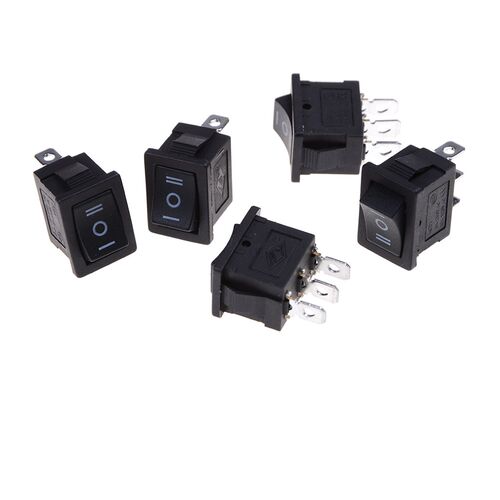 SPDT On/Off/On Mini Black 3 Pin Boat Rocker Switch AC 6A/250