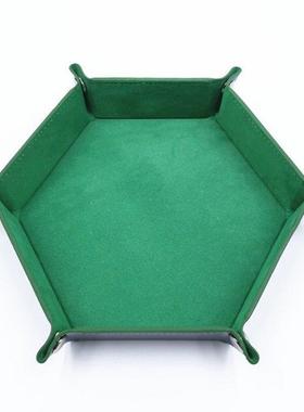 Foldable Dice Rolling Tray Box PU Leather Hexagon Coin Squar