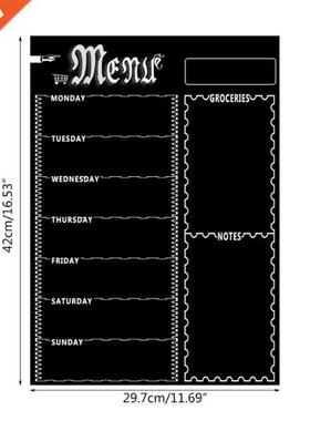 Magnetic Refrigerator Chalkboard,Weekly Menu, Meal Planner,