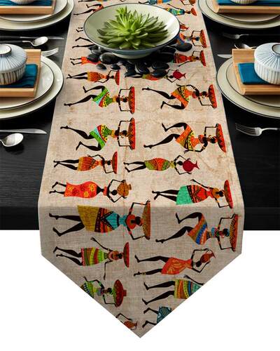 Ethnic African Women Table Runner Kitchen Decor Table Flag T