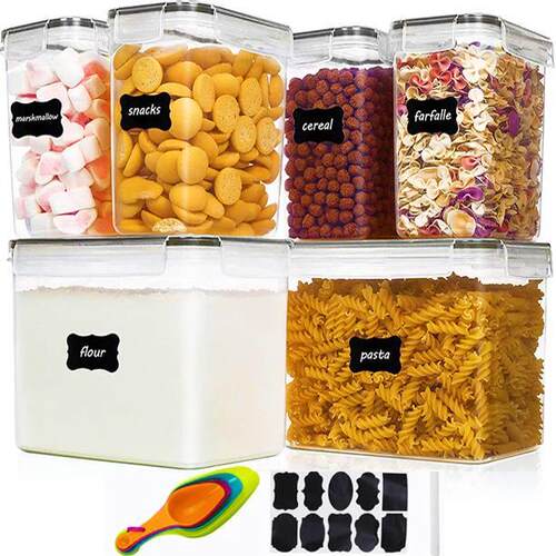 6Pcs/Set Transparent Airtight Pantry Pasta ox Multigrain Se