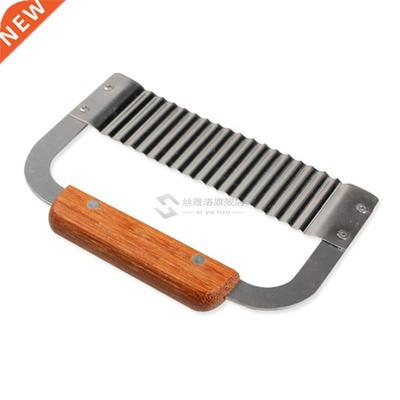 Hrdwood Hndle Crinkle Wx Vegetble Sop Cutter Wvy Slice