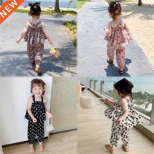 2021 summer new girls chiffon vest cropped trousers suit bab