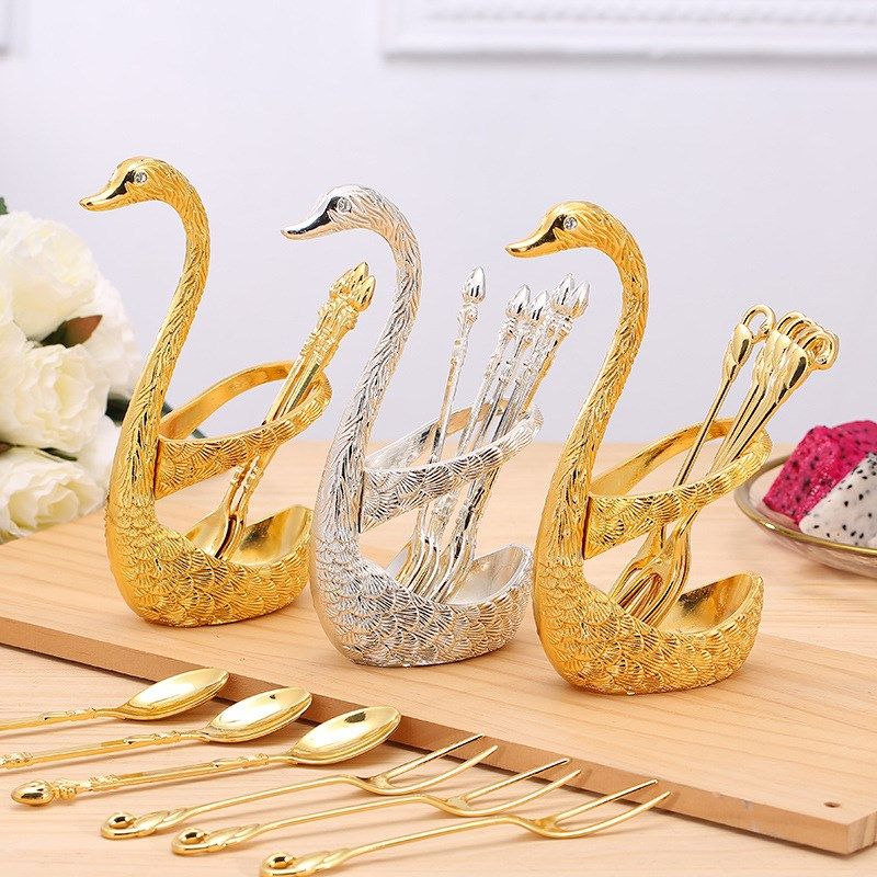 Home swan base knife and fork set coffee spoon dessert fork