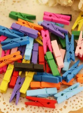 New 100PCS/1Set 25mm Mini Color Wooden Craft Pegs Clothes Pa