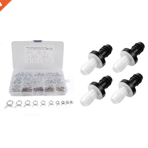 150Pcs Stainless Steel Spring Clip Hose Clamp & 4Pcs Che