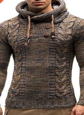 Knitted Men's Sweaters Blouse Long Sleeve Hooded Pullove