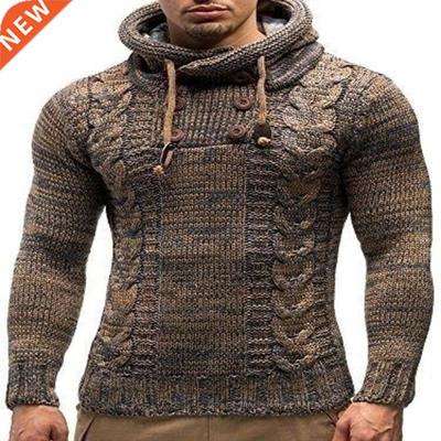 Knitted Men's Sweaters Blouse Long Sleeve Hooded Pullove