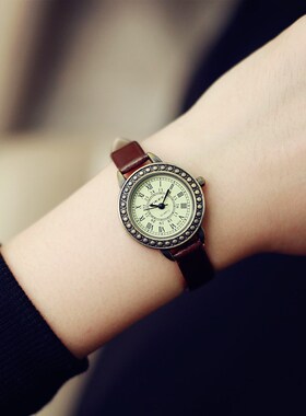 Ladies designer vintage leather women bracelet watches brown