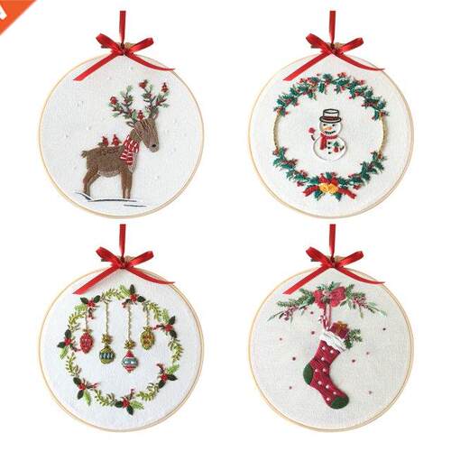 Merry Christmas Embroidery DIY Kit Christmas Pattern Printed