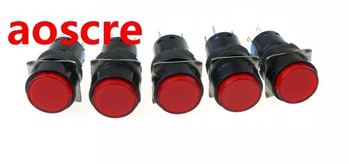 5 Pcs Red Round Cap 2 Terminals Fault Signal Lamp Indicator