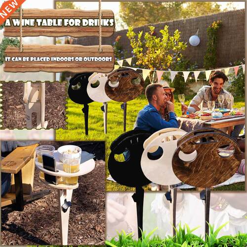 Portable Beer Table Wine Table with Foldable Round Desktop M