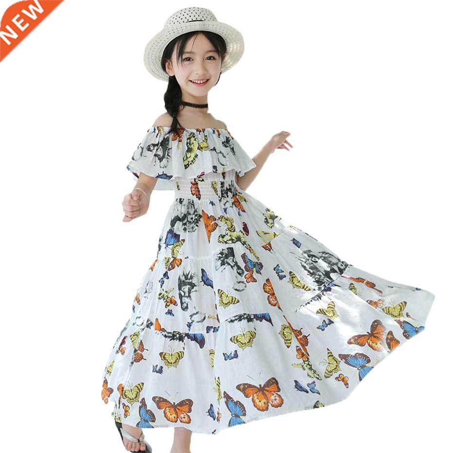 Bohemian Dress For Girls Butterfly Print Girls Dresses Patch