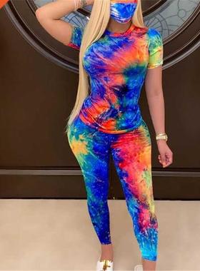 Tie-Dye Two Piece Set Women Summer Clothes Casual Sportswear