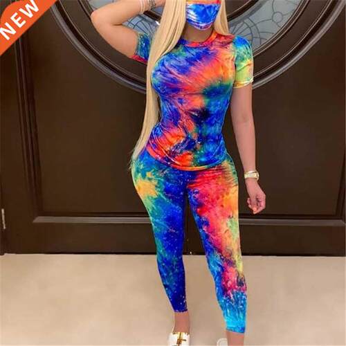Tie-Dye Two Piece Set Women Summer Clothes Casual Sportswear