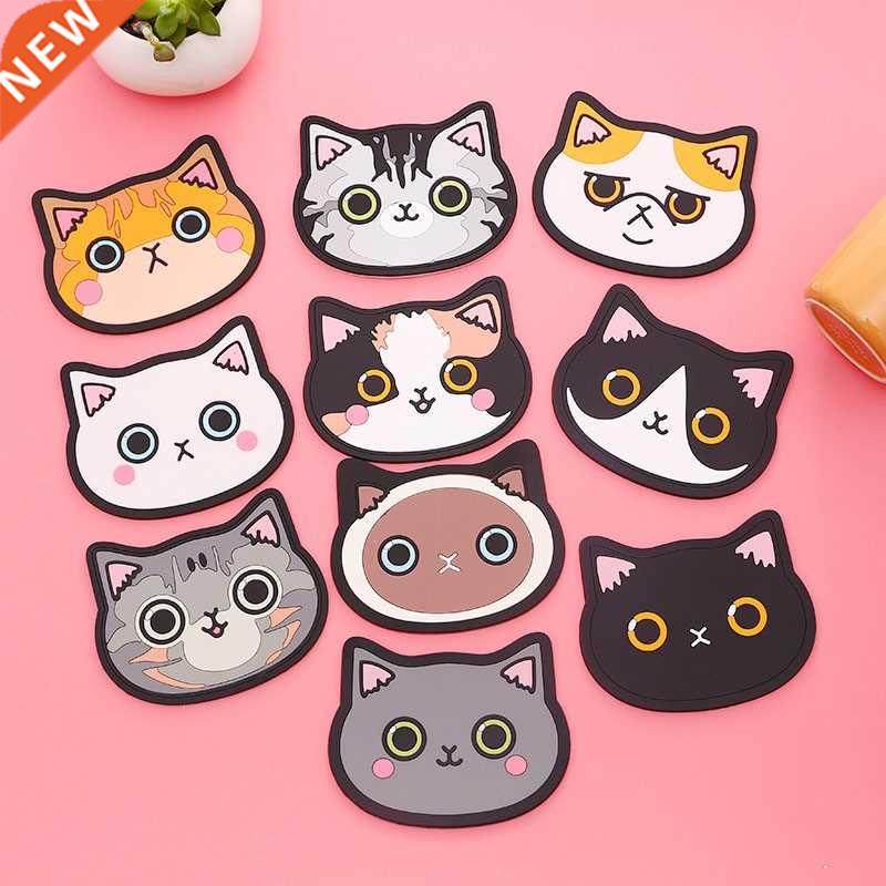Silicone Cat Shaped Tea Coaster Cup Mat Pad Mug Holder Mat C